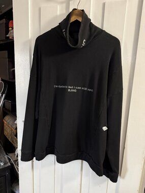 BJHG Mens long sleeve casual top black 7 white lettering. size L